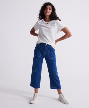 Superdry Wide Leg Utility Női Farmer Sötétkék | KXWCE5079